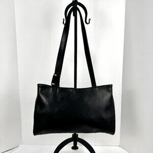 Apostrophe 13.5" Black Purse Structured Genuine Leather Gun Black Hardware Chic